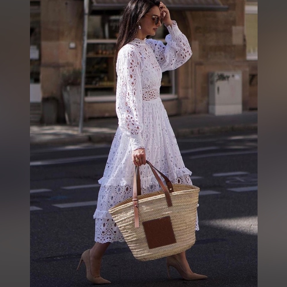 ASOS EDITION Balloon Sleeves Broderie Midi Dress - Picture 7 of 7